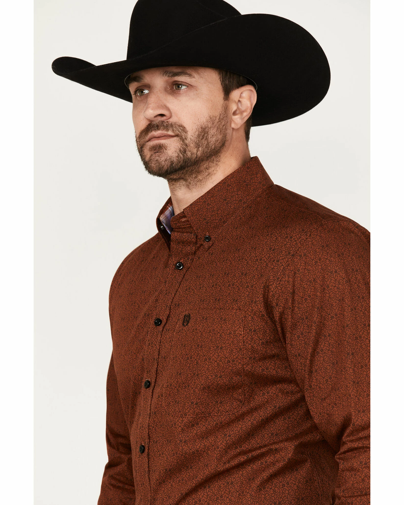 Panhandle Men's Select Print Long Sleeve Button-Down Shirt Rust Copper 4 Panhandle Men's Select Print Long Sleeve Button-Down Shirt Rust Copper - Image 2