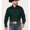 Panhandle Men's Select Geo Print Long Sleeve Button-Down Shirt Dark Green -Panhandle shop 2000376180 301 P1