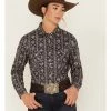 Panhandle Women's Rough Stock Southwestern Print Long Sleeve Snap Western Shirt Black -Panhandle shop 2000381074 001 P1