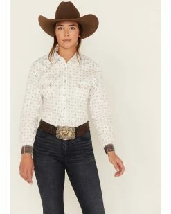 Panhandle Women's Rough Stock Long Sleeve Snap Western Shirt Cream -Panhandle shop 2000381076 110 P1 1