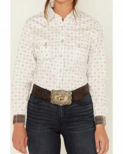 Panhandle Women's Rough Stock Long Sleeve Snap Western Shirt Cream -Panhandle shop 2000381076 110 P3