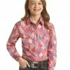 Panhandle Girls' Patchwork Print Long Sleeve Snap Western Shirt Pink -Panhandle shop 2000381261 650 P1