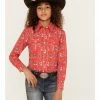 Panhandle Girls' Striped Cowboy Print Long Sleeve Snap Western Shirt Red -Panhandle shop 2000381264 600 P1