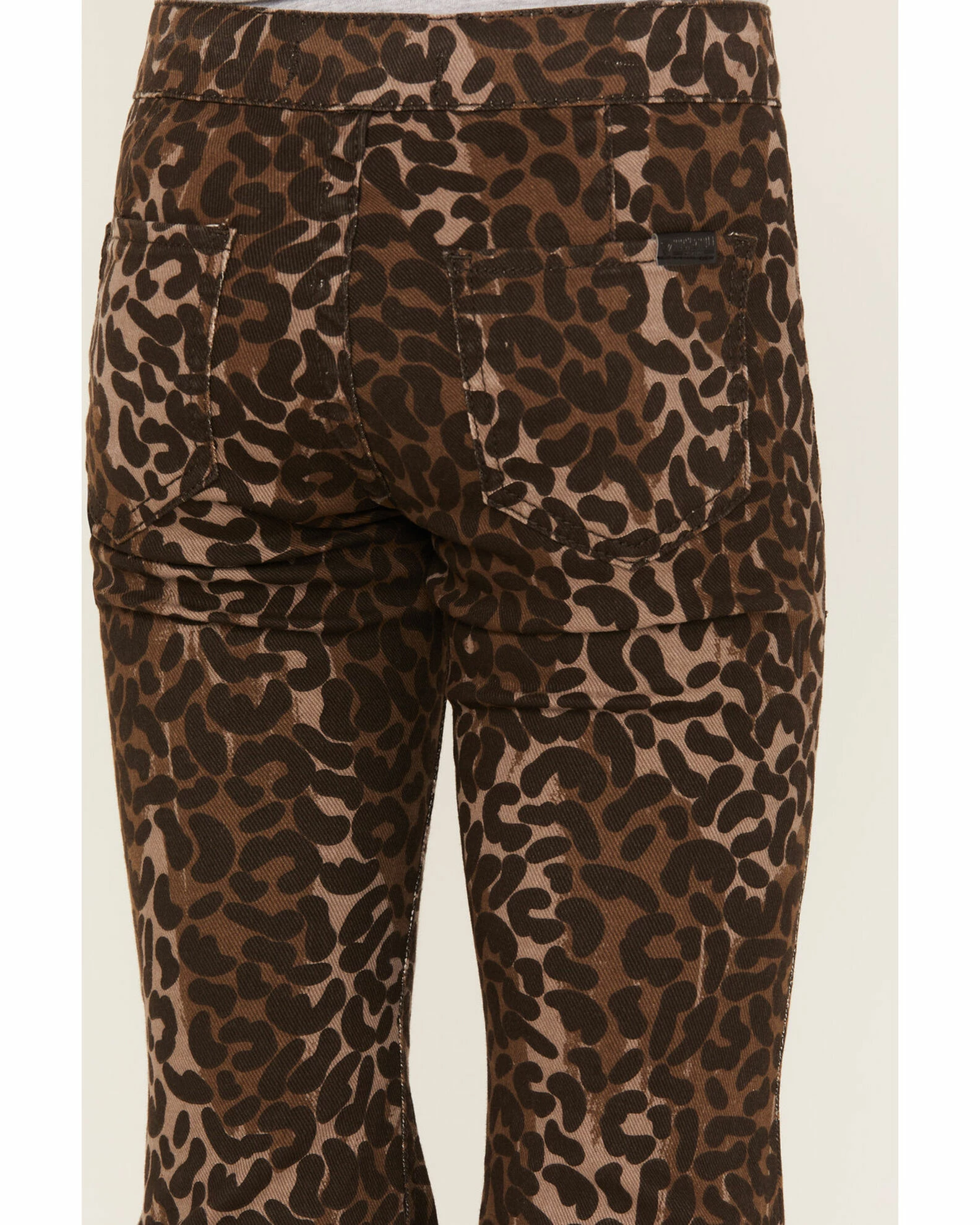 Panhandle Girls' Brown Cheetah Print Stretch Bargain Bell Flare Pants Chocolate 4 Panhandle Girls' Brown Cheetah Print Stretch Bargain Bell Flare Pants Chocolate - Image 4