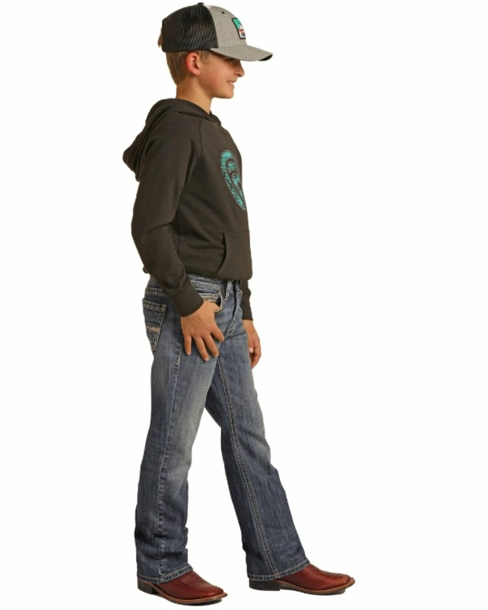 Panhandle Boy's Rock & Roll Medium Wash Vintage Bootcut Jeans For Boys' Blue 4 Panhandle Boy's Rock & Roll Medium Wash Vintage Bootcut Jeans For Boys' Blue - Image 2