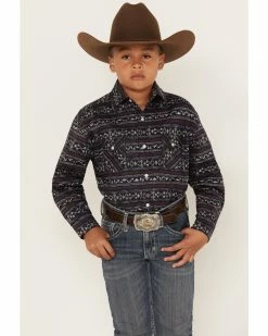 Panhandle Boys' Southwestern Print Long Sleeve Snap Western Shirt Navy -Panhandle shop 2000381280 410 P1 1