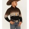 Panhandle Boys' Cactus Sunset Border Print Long Sleeve Snap Western Shirt Black -Panhandle shop 2000381288 001 P1