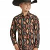 Panhandle Boys' Peach Long Sleeve Southwest Snap Shirt -Panhandle shop 2000381290 840 P1