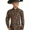 Panhandle Boys' Black & Peach Southwest Print Long Sleeve Snap Shirt -Panhandle shop 2000381291 001 P1