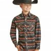 Panhandle Boys' Peach & Navy Southwest Print Snap Shirt -Panhandle shop 2000381292 840 P1